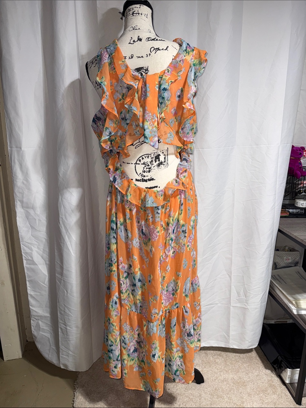 Lauren Conrad Floral Ruffle Maxi Dress - Orange